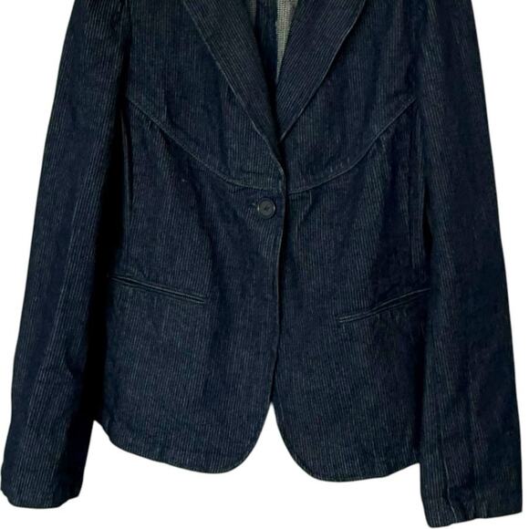 Vintage Denim Jacket Blazer Jean Jacket 100% Cotton Womens Sz Medium Dark Wash - Picture 5 of 9